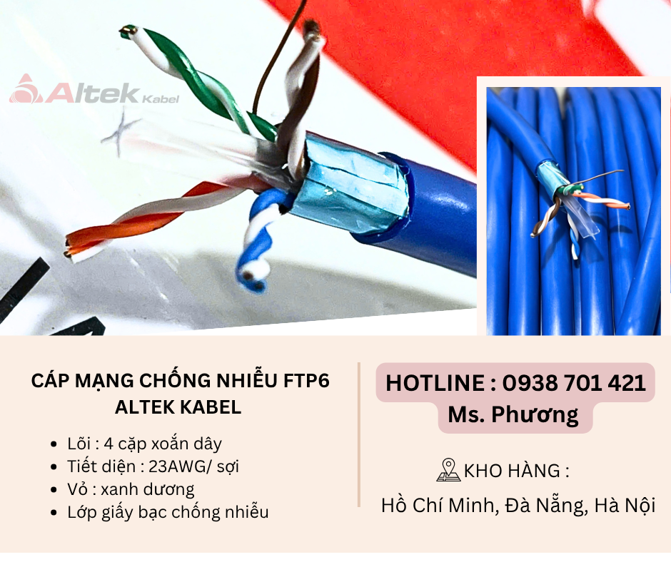 Cáp mạng chống nhiễu FTP6 Altek Kabel Đà Nẵng, Hà Nội, Hồ Chí Minh